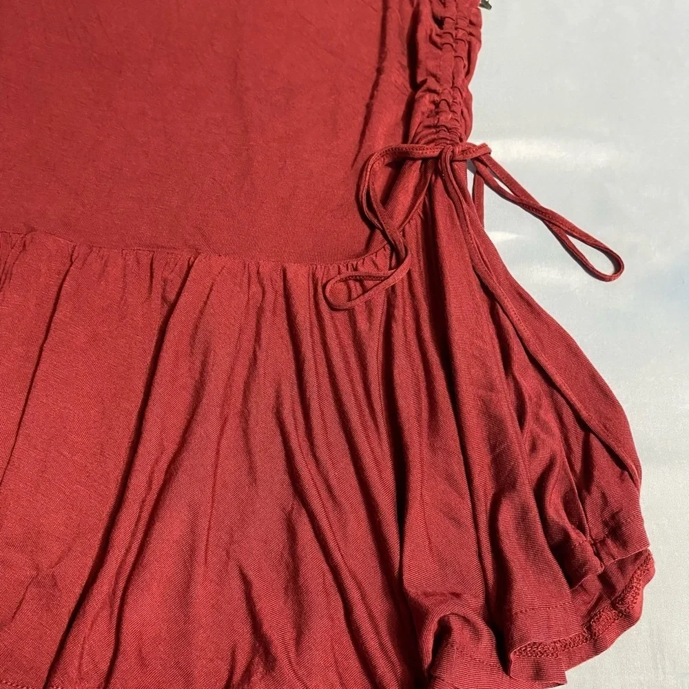 NWOT .. J. Crew Red Ruffled Short Sleeve Tunic